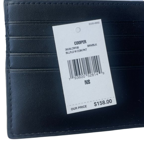 Michael Kors Men Cooper Logo Billfold Wallet With Coin Pouch MK print Brown - Picture 8 of 8